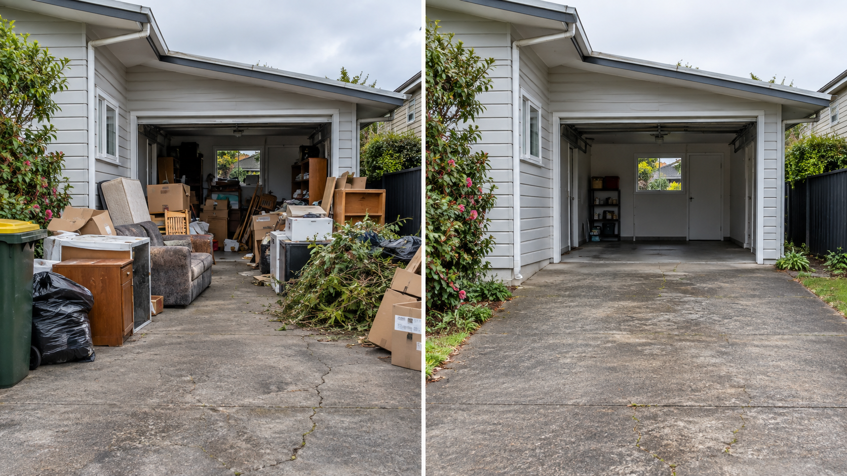 Before and after garage junk removal